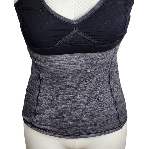 Lululemon Breathe In Tank‎ Womens Size 4 Heathered Black Black Cross Back - Picture 3 of 8